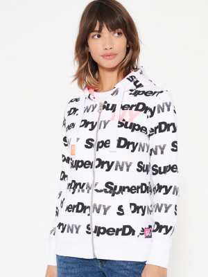 Ny Mono All Over Print Zip Hoodie