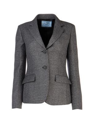 Prada Single Breasted Tweed Blazer