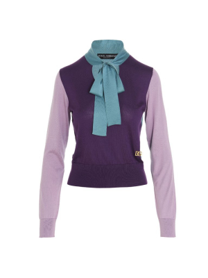 Dolce & Gabbana Color-block Pussy-bow Jumper