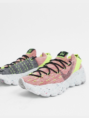 Nike Space Hippie04 Flyknit Sneakers In Pink And Gray