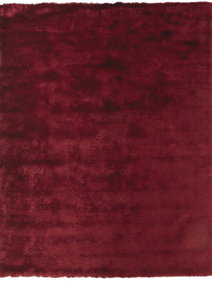 Feizy Indochine Plush Shag Rug - Available In 7 Sizes - Metallic Sheen Cranberry Red