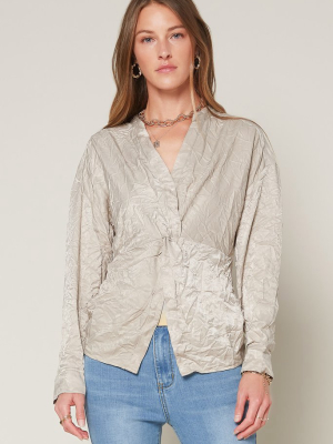 Crinkle Textured Twist Front Top