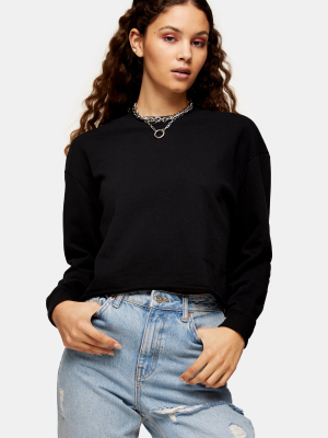 Black Wash Cropped Sweatshirt