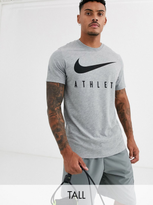 Nike Tall Training Athlete T-shirt In Grey