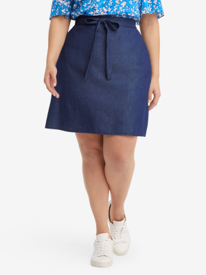 Tie Waist Skirt In Chambray