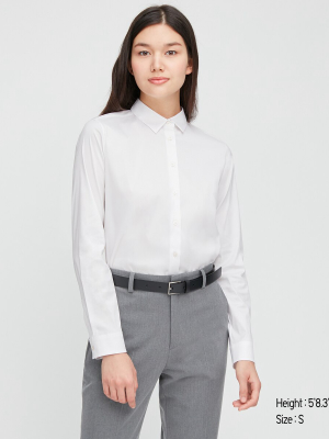 Women Supima© Cotton Stretch Long-sleeve Shirt