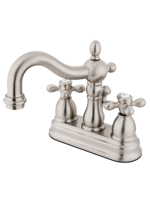 Kingston Brass Kb1608ax 4 Inch Centerset Cross Bathroom Faucet, Brushed Nickel