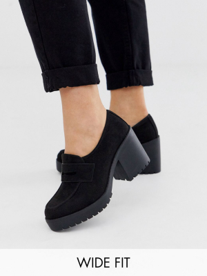 Asos Design Wide Fit Stockton Chunky Loafers In Black