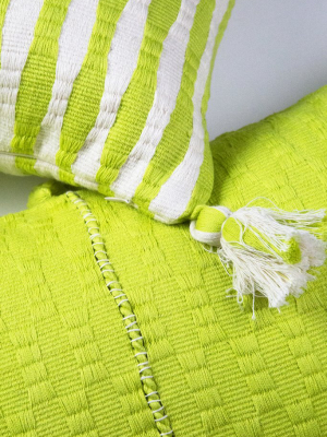 Antigua Pillow - Lemon Lime + Ivory Stripe
