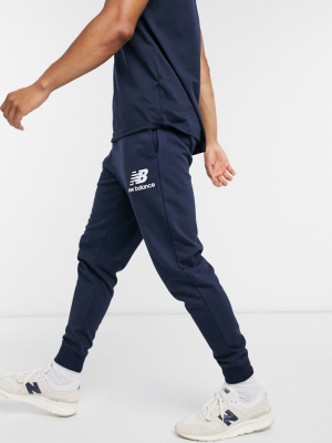 New Balance Stacked Logo Sweatpants In Navy