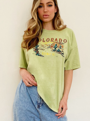 Green Colorado Logo Oversized Washed T Shirt