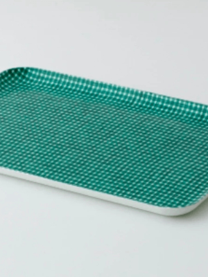 Japanese Linen  Coated Tray, Green & White Check - Assorted Sizes