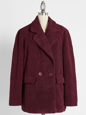 Plush And Ablush Sherpa Jacket In Burgundy