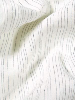 Blue Pinstripe Linen Bedding - Yarn Dyed