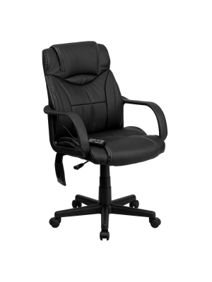 Massaging Executive Swivel Office Chair Black Leather - Flash Furniture