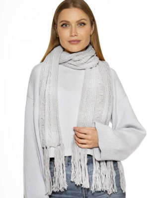 Rosie Cable Knit Scarf With Fringe