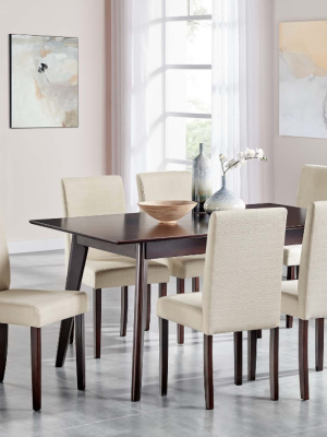 Zarina 7 Piece Upholstered Fabric Dining Set In Cappuccino Beige