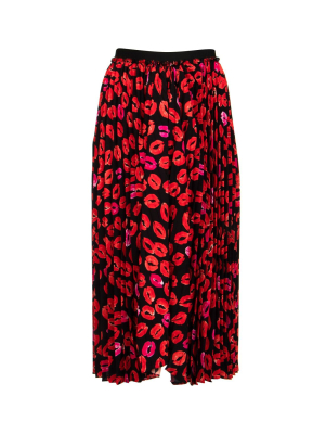 Marni Lips Printed Pleated Midi Skirt