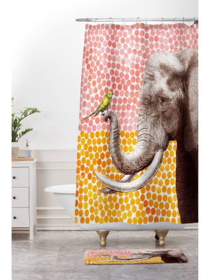 New Friends 2 Shower Curtain Orange - Deny Designs