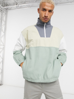 Bershka Overhead Jacket In Color Block