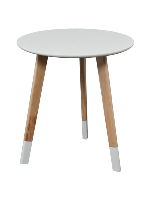 Neelan Round Accent Table - Glossy White - Aiden Lane