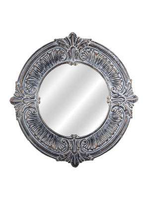 39" X 39" Large Baroque Style Metal Framed Wall Vanity Mirror Gray - American Art Decor