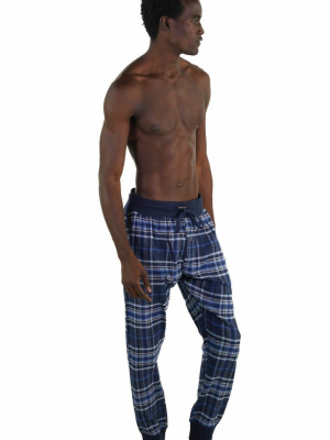 Men's Flannel Jogger Lounge Pants - Grey/blue
