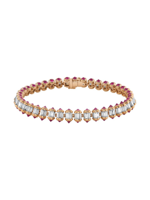 Ripple Diamond & Ruby Bracelet - Rose Gold