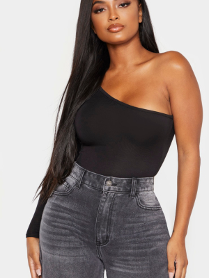 Shape Black Jersey One Shoulder Bodysuit