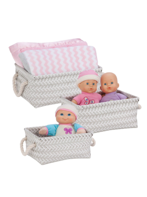 Honey-can-do Set Of 3 Zig Zag Baskets Gray