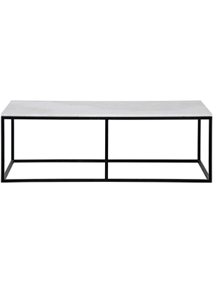 Lois Coffee Table In White Stone & Black Metal