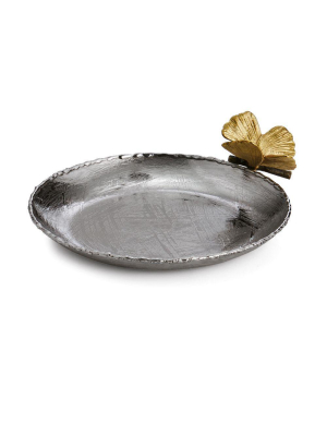 Butterfly Ginkgo Round Trinket Tray