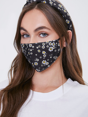 Floral Headband & Face Mask Set