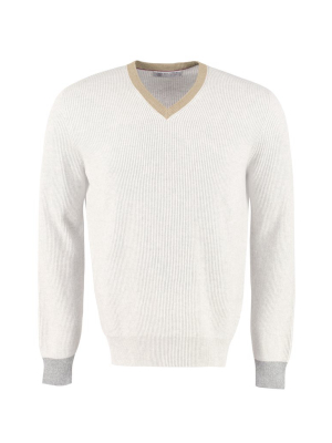 Brunello Cucinelli V-neck Ribbed Jumper