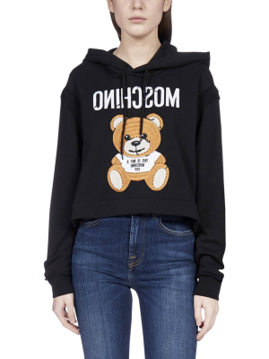 Moschino Teddy Cropped Hooded Sweatshirt