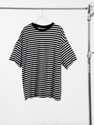 Weekday Prime T-shirt In Black And White Stripes