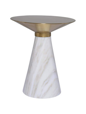 Iris Side Table, Gold/white Base