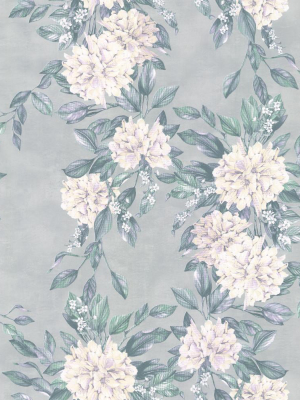 Rhodora Wallpaper In White/teal From The Enchanted Gardens Collection By Osborne & Little