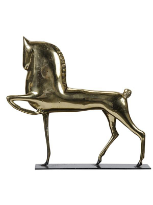 Horse Sculpture On Stand In Brass