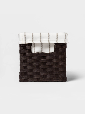 10.25x6x6" Small Lined Bin Dark Brown Weave - Threshold™