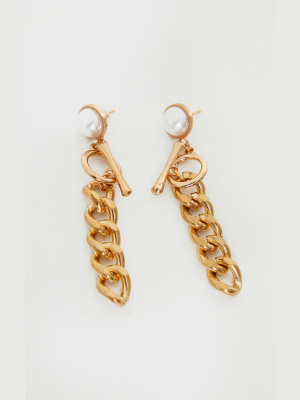 Gold T Bar Statement Earrings