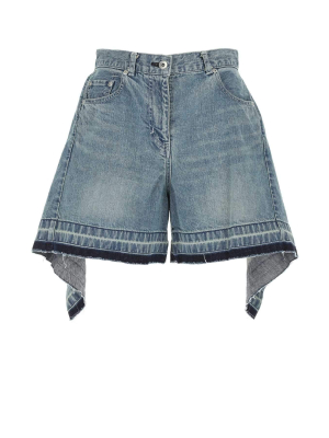 Sacai Draped High Rise Denim Skirt