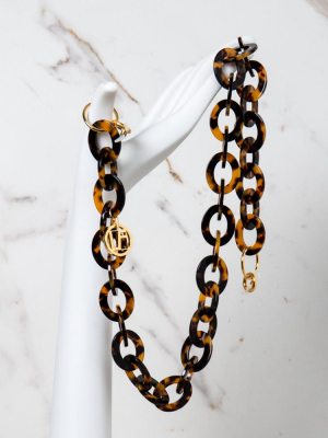 Tortoiseshell Oval Link Acetate Chain