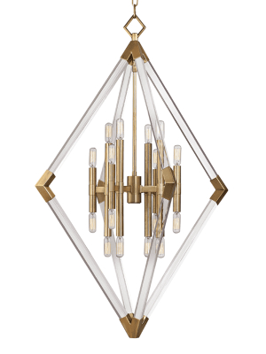 Lyons 16 Light Pendant Aged Brass