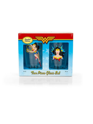 Seven20 Dc Wonder Woman Pint Glass Set | Two Action Packed 16-ounce Cups | Set Of 2