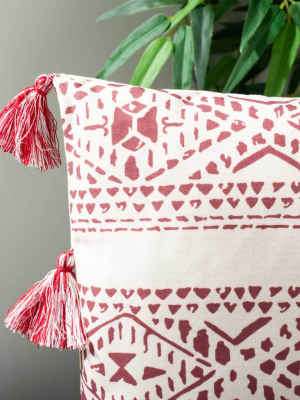 Lakh Pillow Beige/red