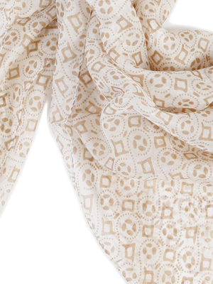 Braga Silk Scarf  - White/beige