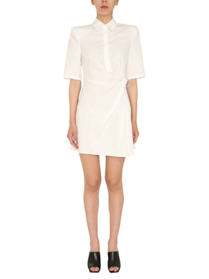 Off-white Gathered Detail Mini Shirt Dress