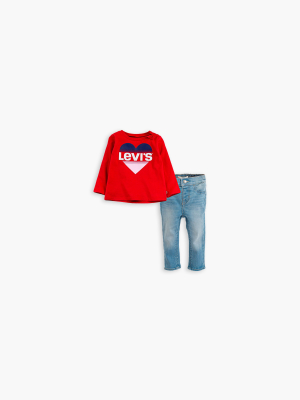 Baby Girls Tee + Denim Pants Set