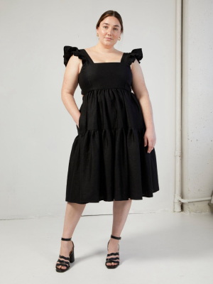 Black Linen Angelica Dress